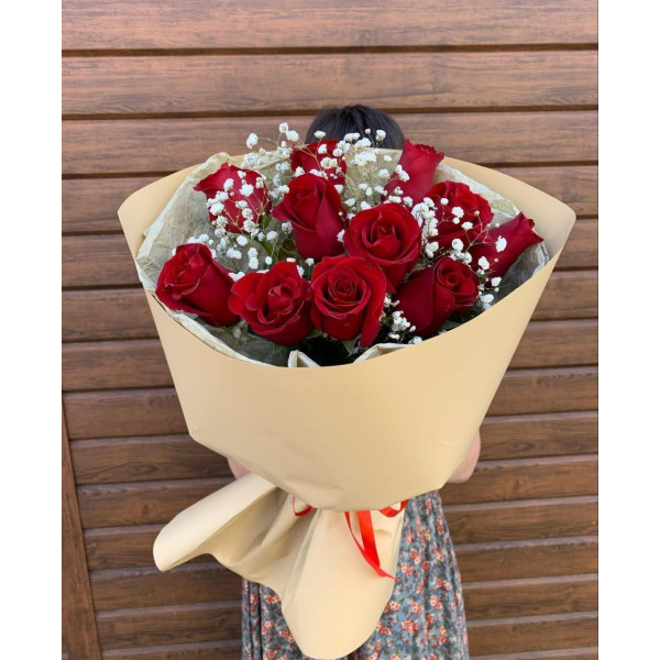 11 троянд і гіпсофіла 11 троянд і гіпсофіла