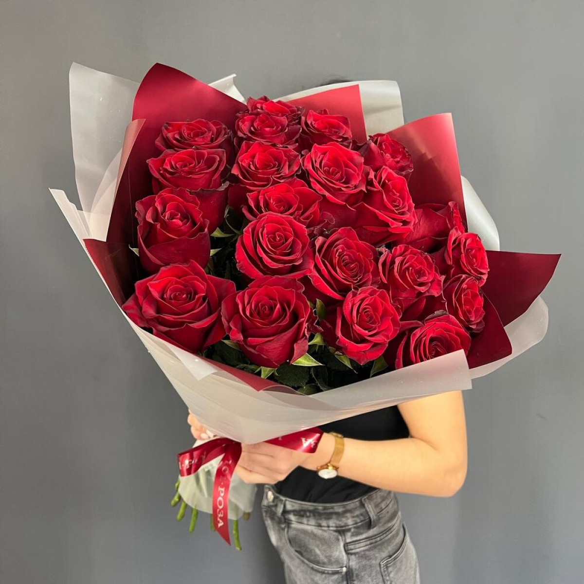 21 kırmızı gül 60 cm